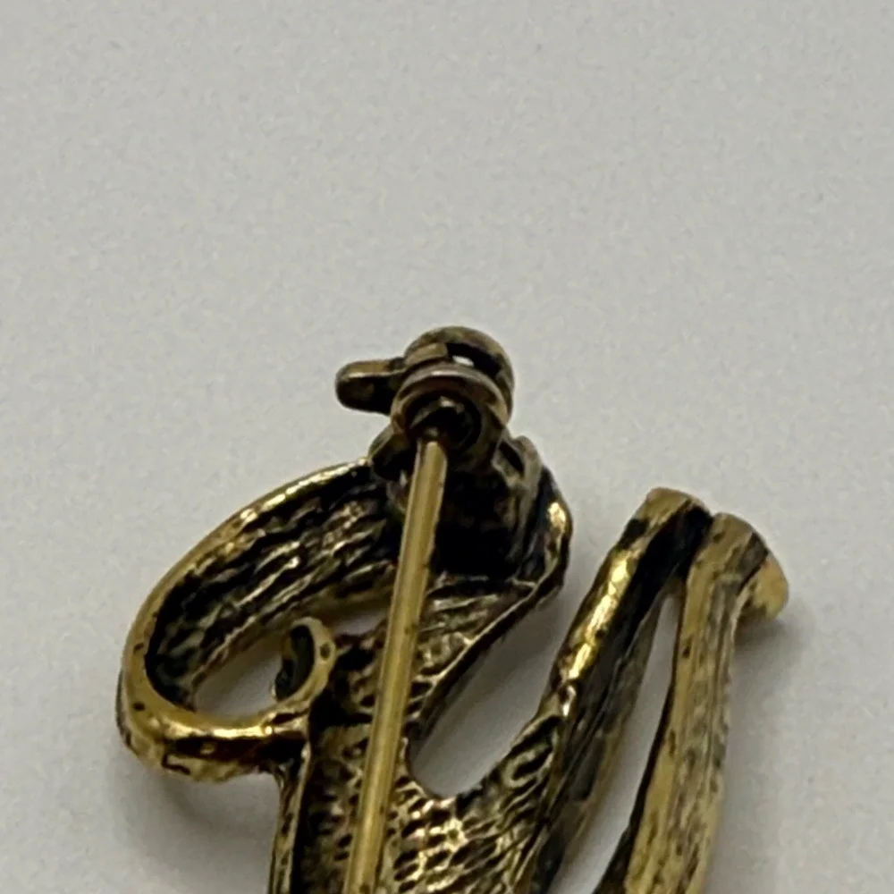Vintage Style Gold Tone Mid Century Modern MCM Elongated Cat Brooch Pin
